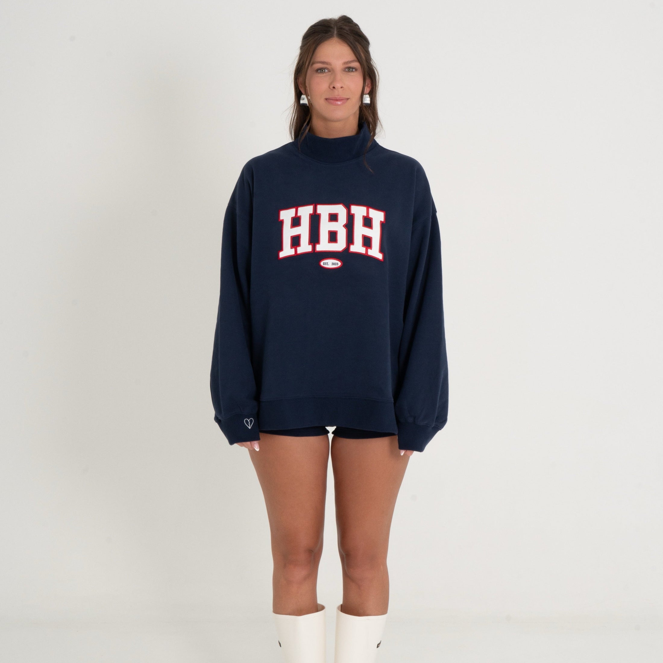 HBH Mock Neck Navy