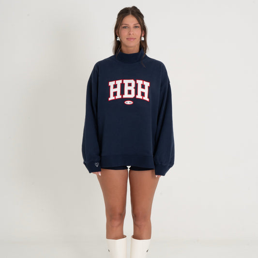HBH Mock Neck Navy